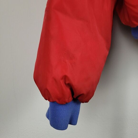 Columbia Jacket Mens XL Red Blue Color Block VTG Bomber Retro Reversible Quilted - Picture 12 of 13